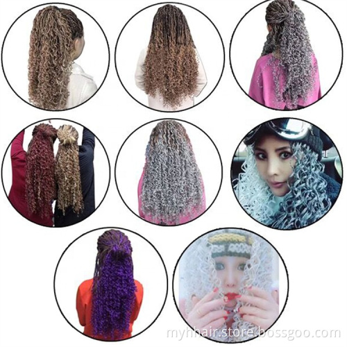 Synthetic Hair Extensions Curly Box Braiding Crochet Braids Pink White Pure Color Wholesale 18 Inch 25 strands per piece